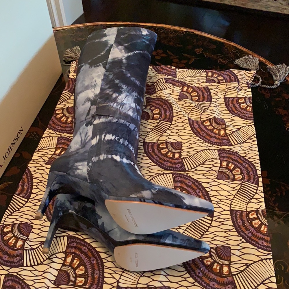 ULLA JOHNSON LAMB LEATHER TIE DYE DEVERA BOOT IN INDIGO SIZE EU 8.5 - Picture 9 of 9
